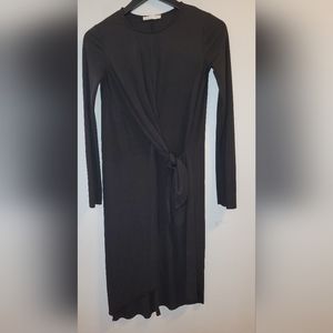 🖤 Zara Black Long Sleeved Dress Self Tie Assymetrical Hem LBD Ladies Small